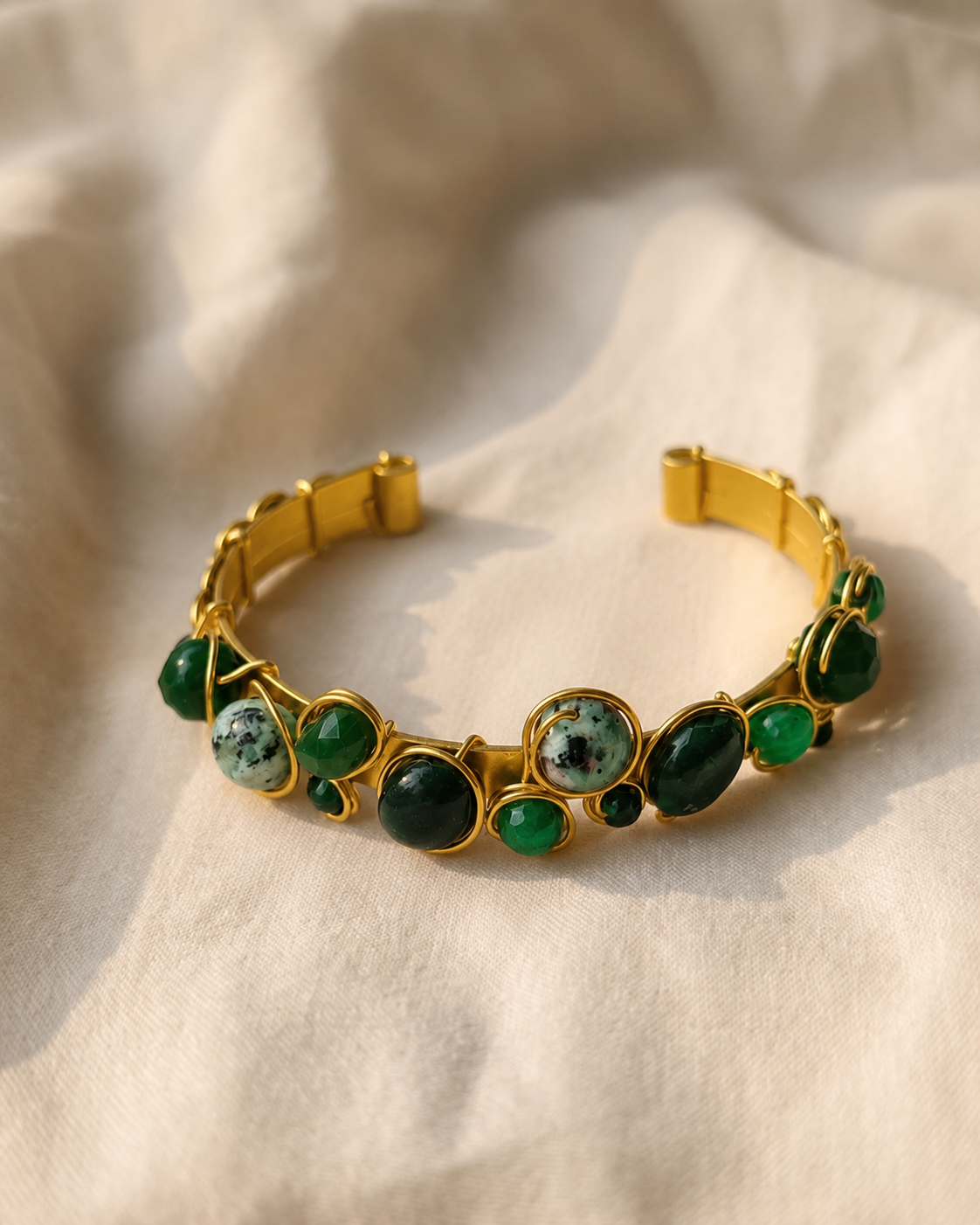 Miniature stones cuff bracelets