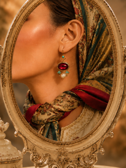 Ruby Rosette Earrings