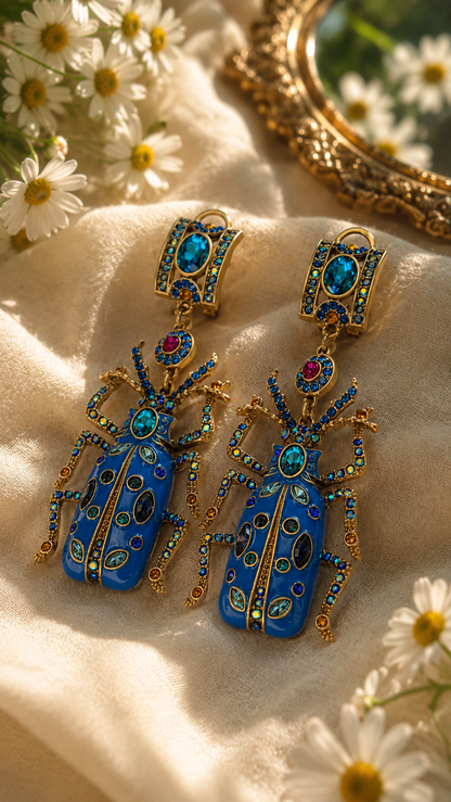 Blue Beetle Earrings