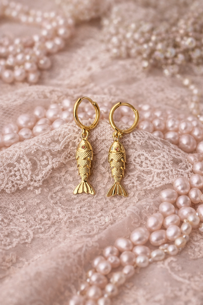 Golden Tides Fish Earrings