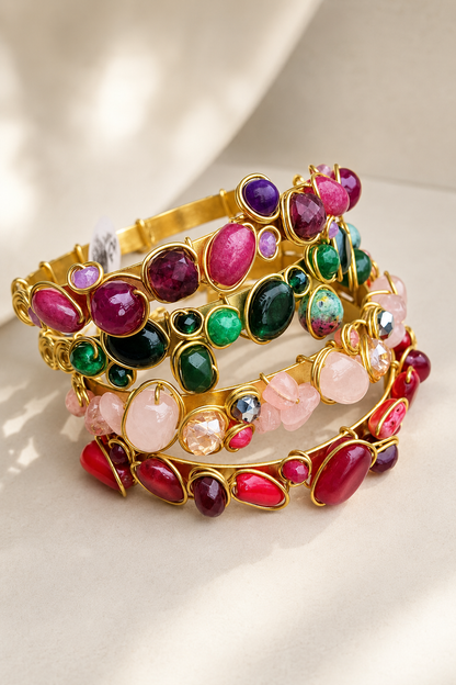 Miniature stones cuff bracelets