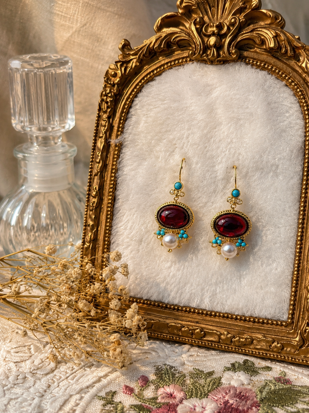Ruby Rosette Earrings