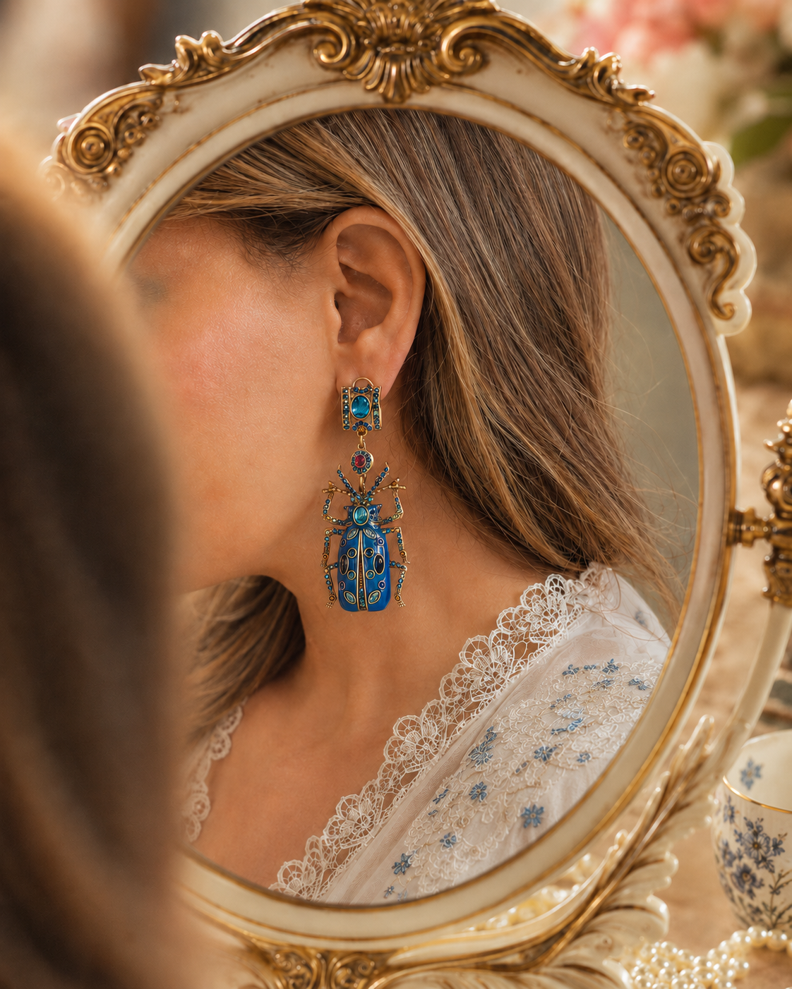 Blue Beetle Earrings