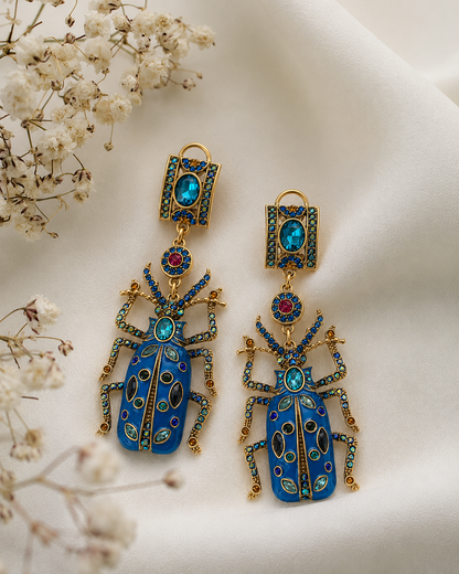 Blue Beetle Earrings
