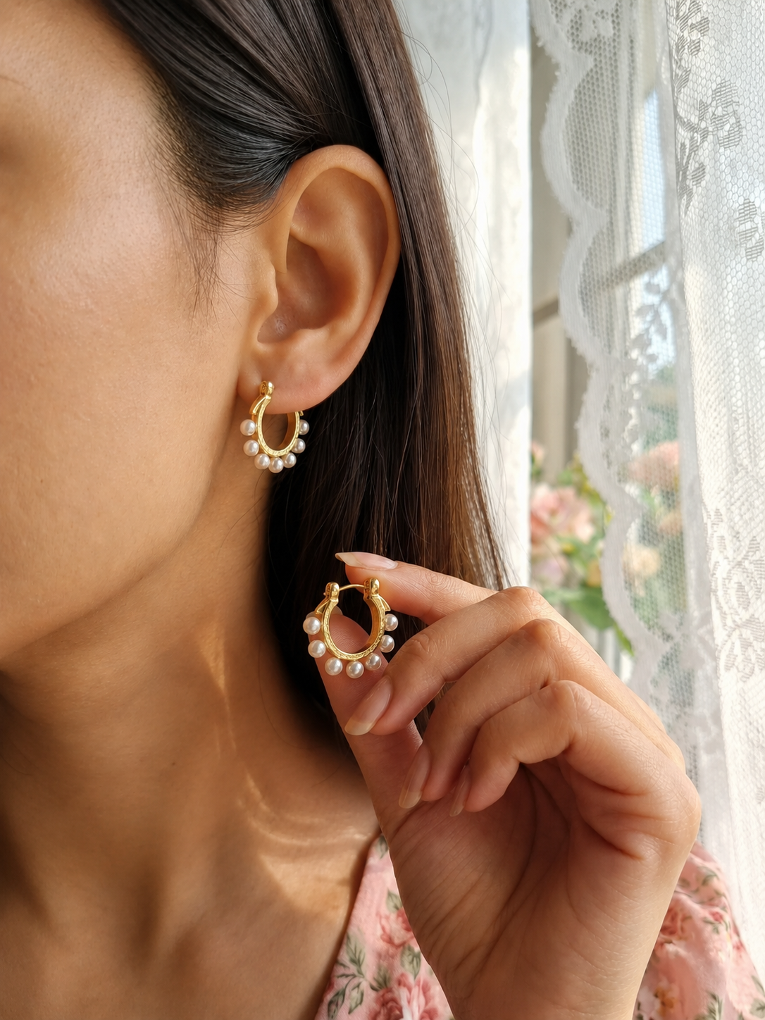 Pearl Halo Hoops