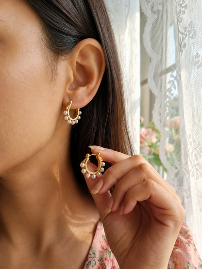Pearl Halo Hoops