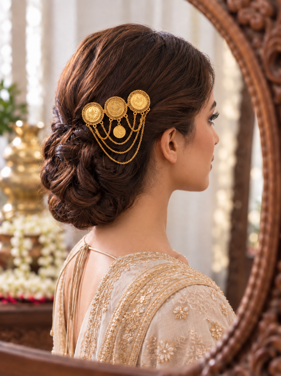 Ashrafi Coin Hairpiece