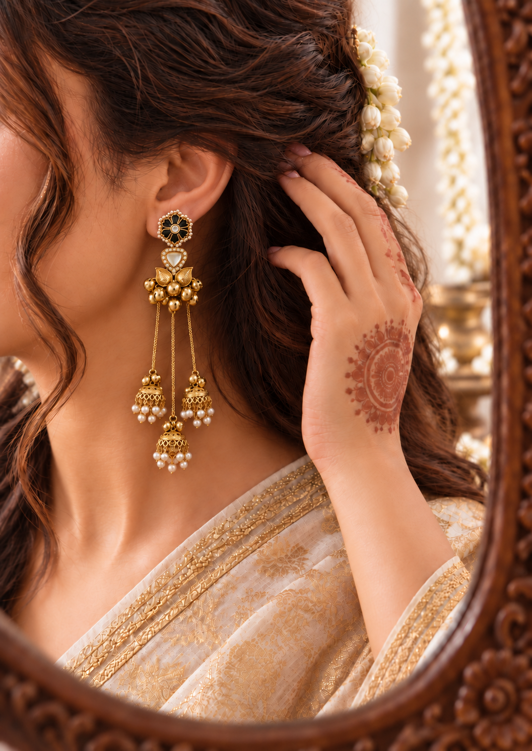 Surmayi Triple Jhumka