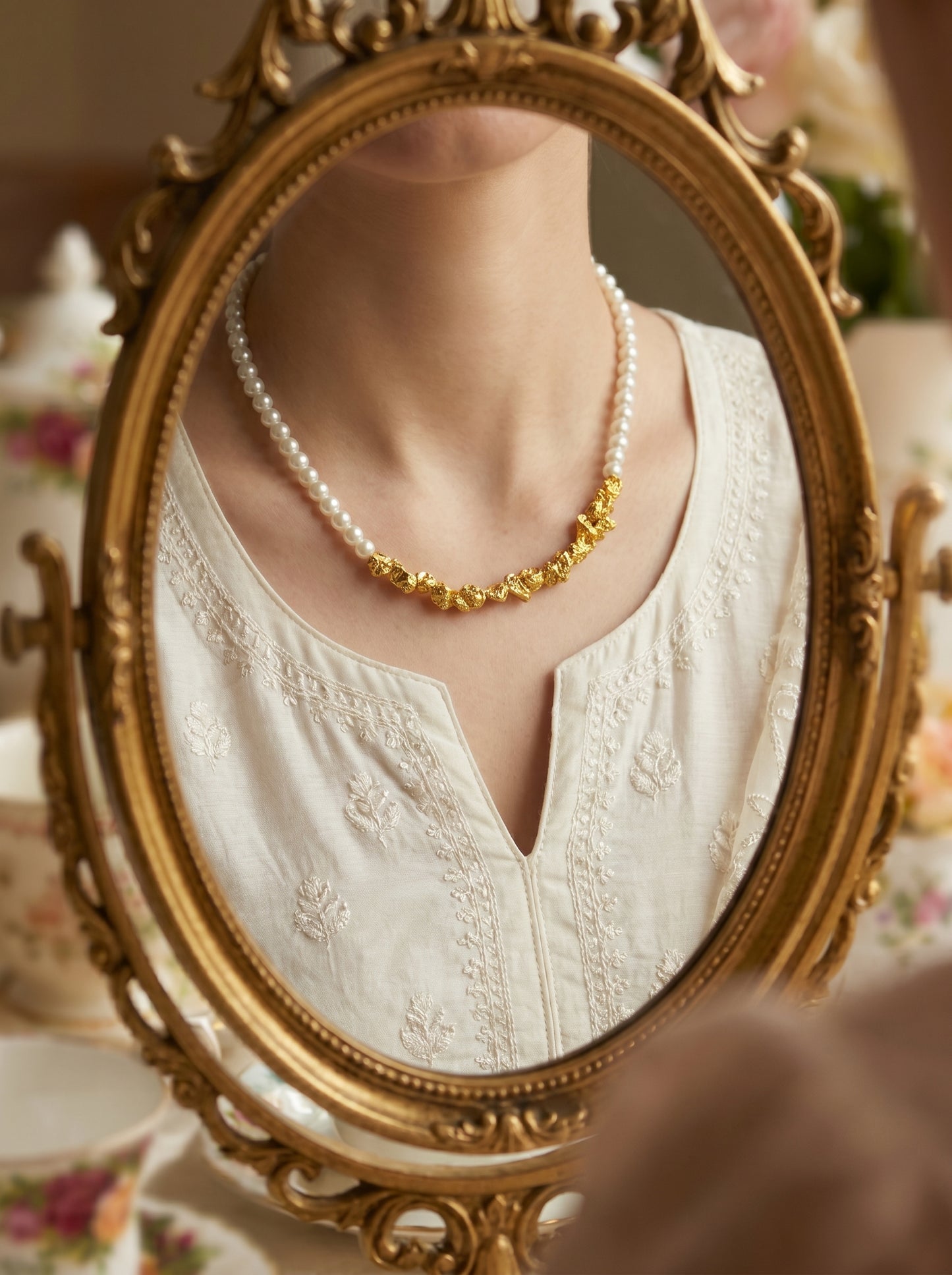 Golden Pearl Necklace