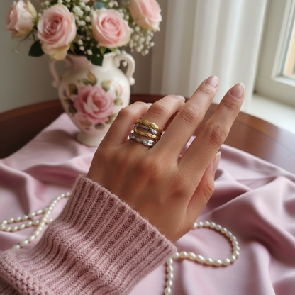 Dual Tone Wavy Ring